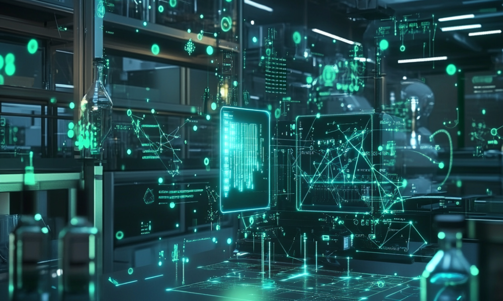 Un futurista laboratorio lleno de tecnología avanzada